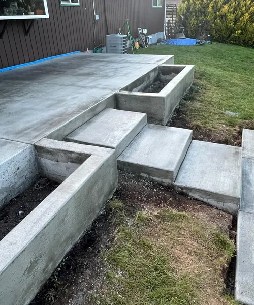 Broom Finish Patio,Stairs System And Planters in Kent 